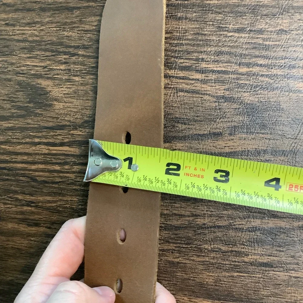 Timberland Mens Brown Genuine Leather Belt Brass Buckle Size 48